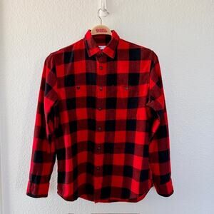 Sonoma Buffalo Check Flannel Shirt Red Black 100% Cotton Men's Medium